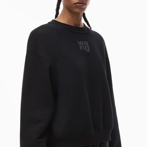 AlexanderWang Terry Crew Black Sweatshirt W/Puff Paint Logo Size Small